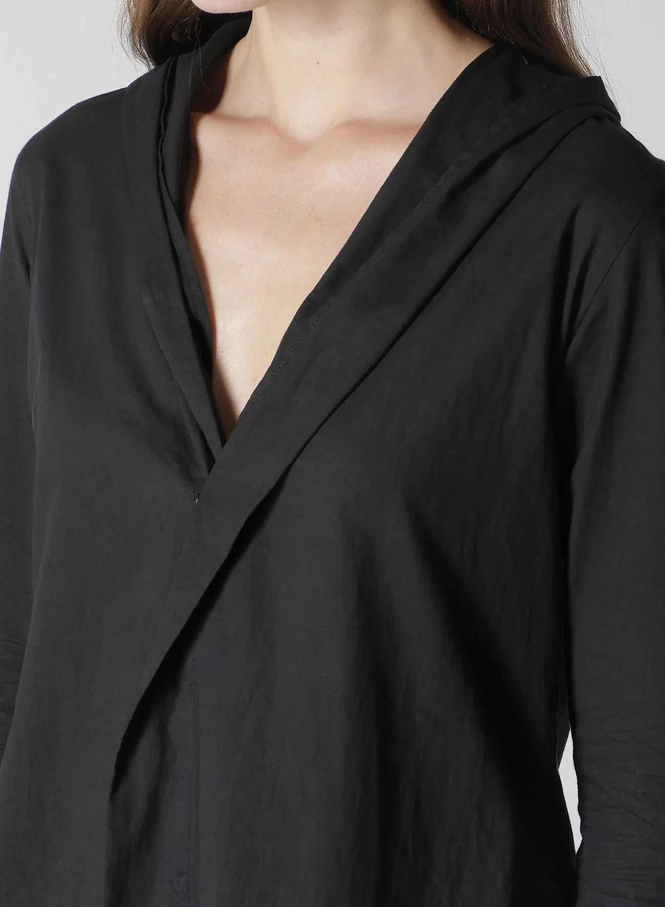 100/-KHADI DRAPED DETAIL HOOD DRESS