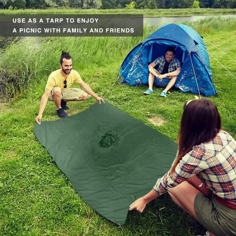 3-in-1 Military-Style Waterproof Raincoat for Men and Women - Poncho, Awning, Picnic Mat