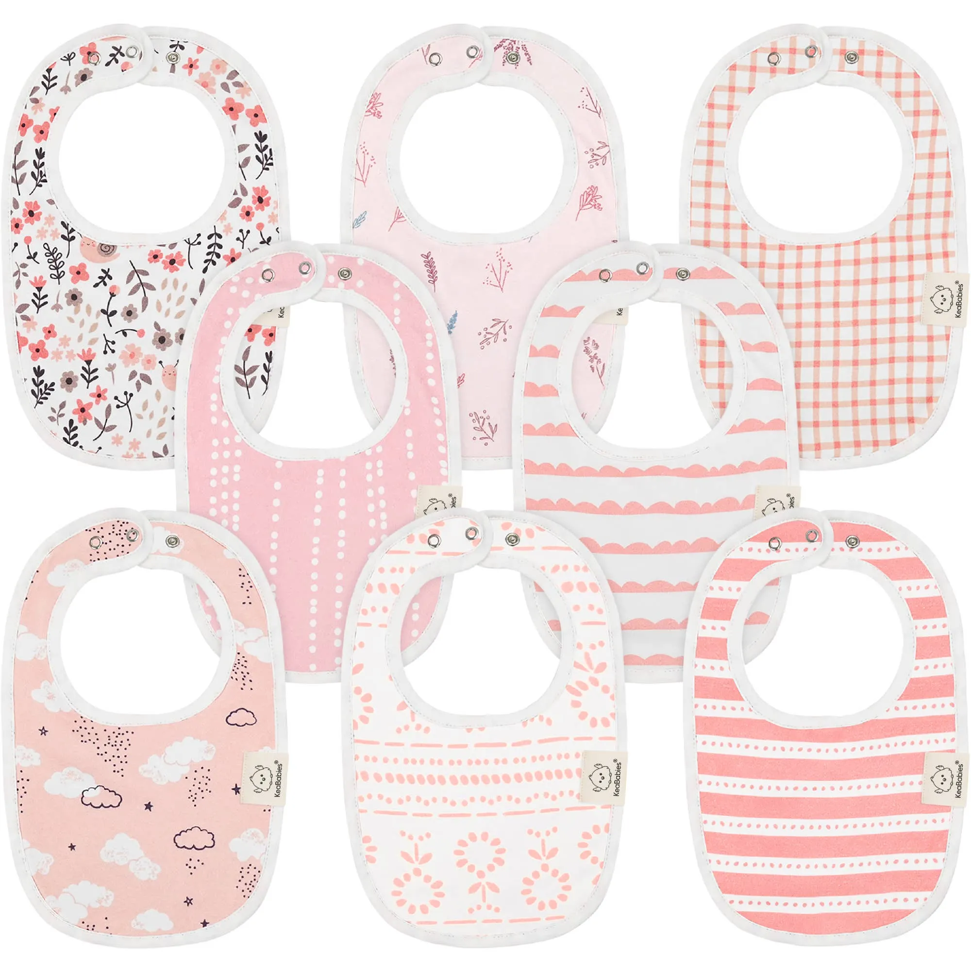 8-pack Urban Drool Bibs for Teething Baby Boys and Girls