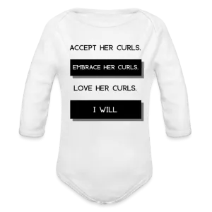 Accept Her Curls Organic Long Sleeve Baby Bodysuit