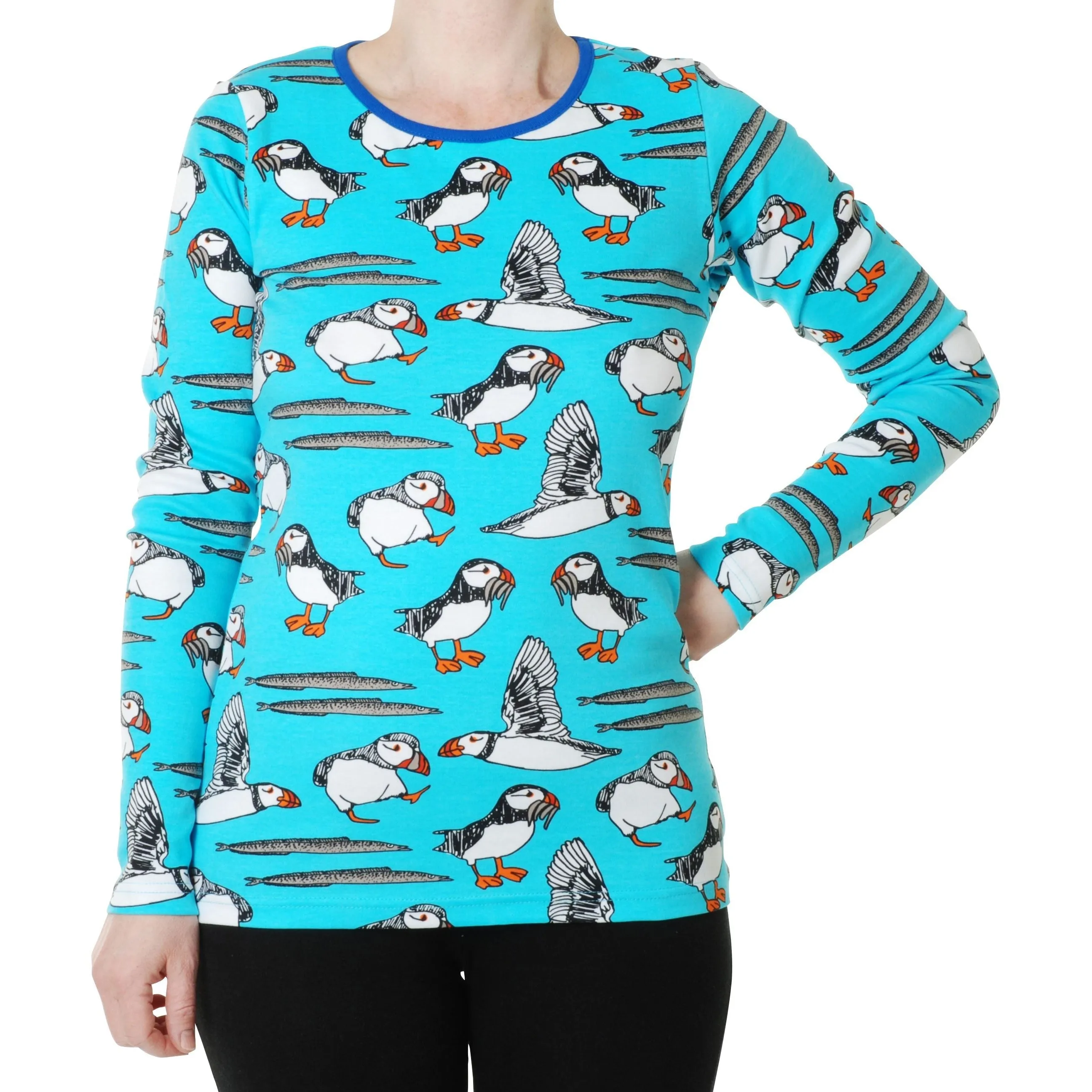Adult's Puffins - Blue Atoll Long Sleeve Shirt