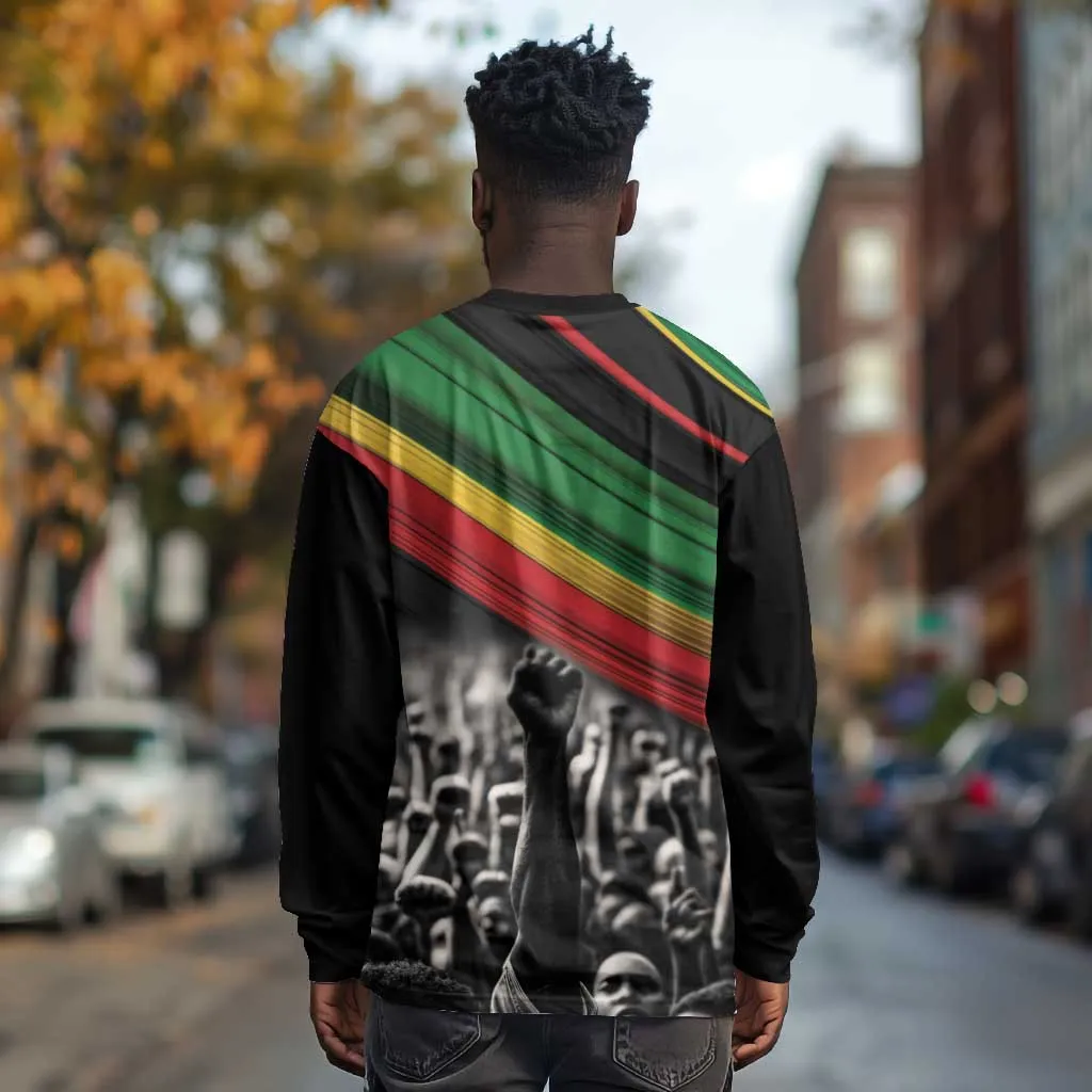 African-American History Month Long Sleeve Shirt Black Power Hand Make His-Herstories LT9