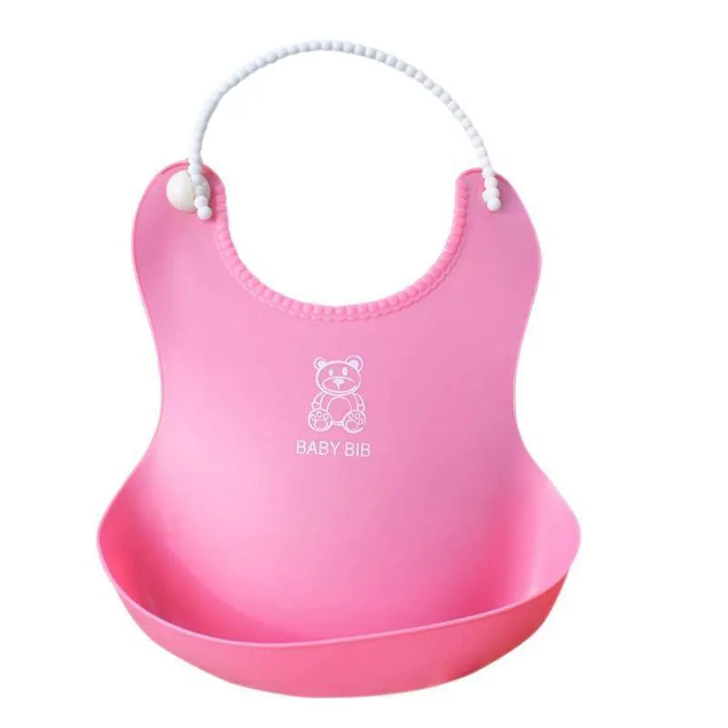 Baby Infant Toddler Waterproof Silicone Bib - Pink, Yellow, Blue, Green