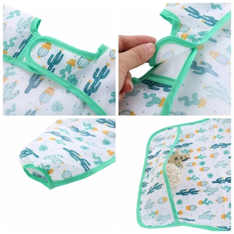 Baby Kids Toddler Long Sleeve Scarf Waterproof Art Smock Feeding Bib Apron Pocket Infant Boys Girls Burp Cloth Banana Bibs