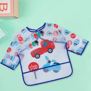Baby Moo Beep Beep Car Long Sleeves Waterproof Wear Me Bib - Blue