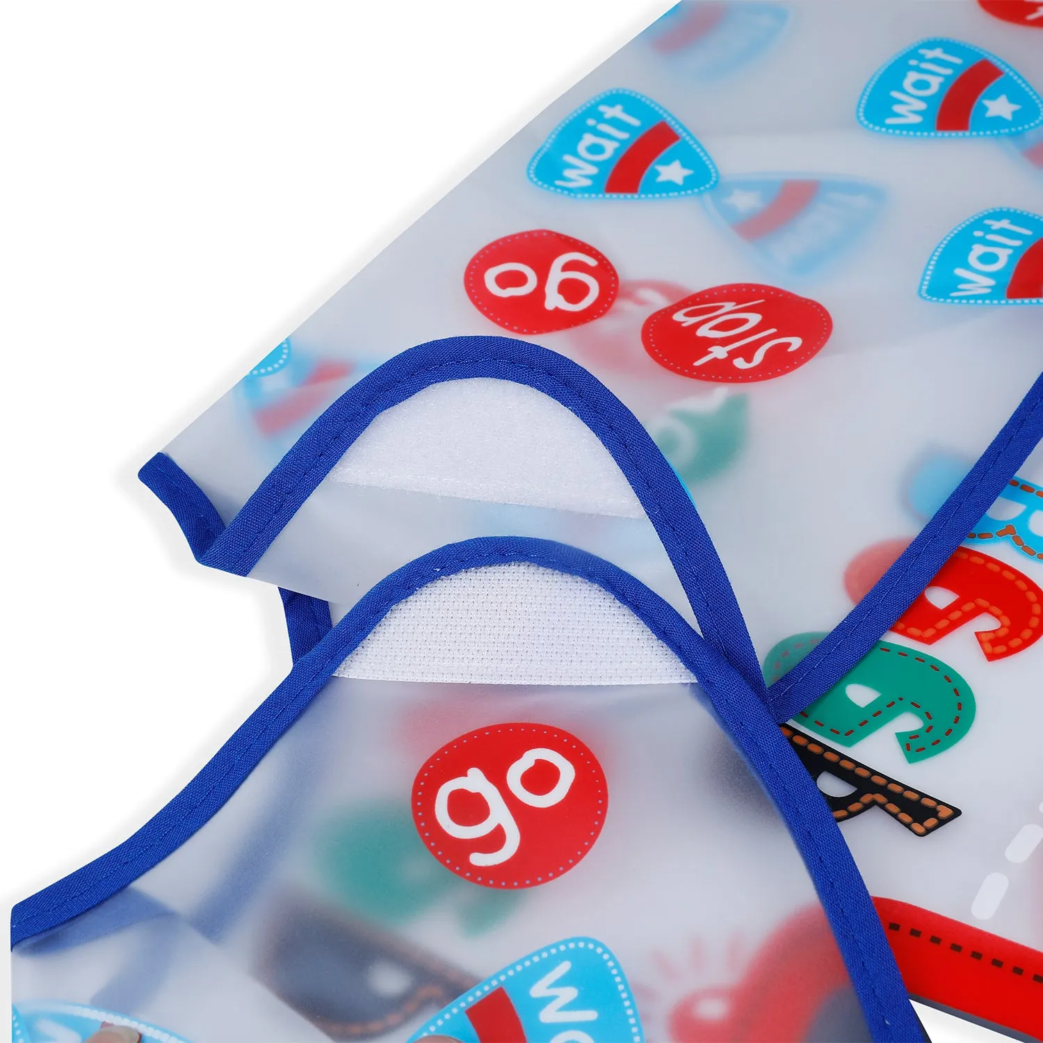 Baby Moo Beep Beep Car Long Sleeves Waterproof Wear Me Bib - Blue