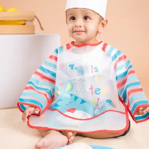 Baby Moo It's Meal Time Long Sleeves Waterproof Wear Me Bib - Blue