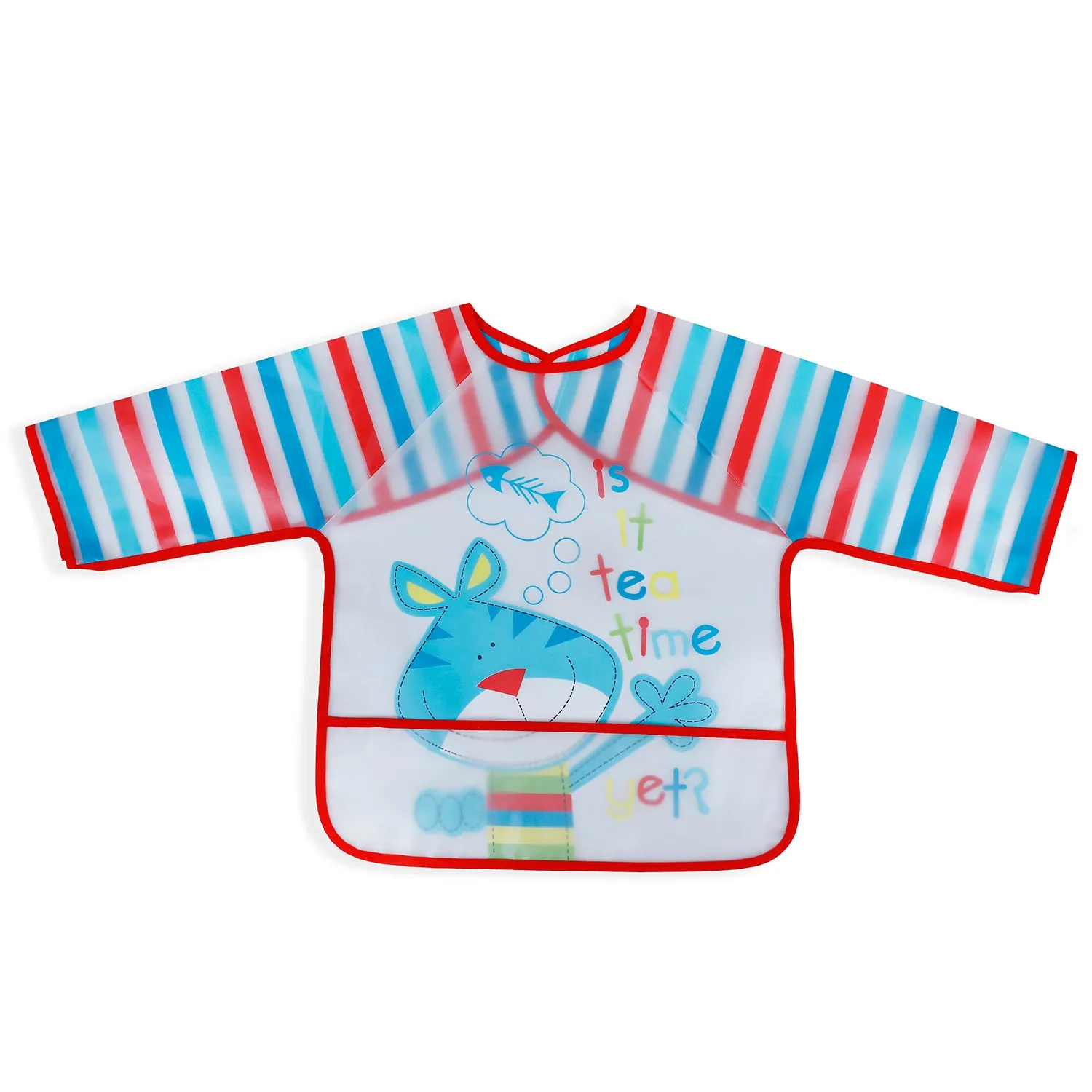 Baby Moo It's Meal Time Long Sleeves Waterproof Wear Me Bib - Blue