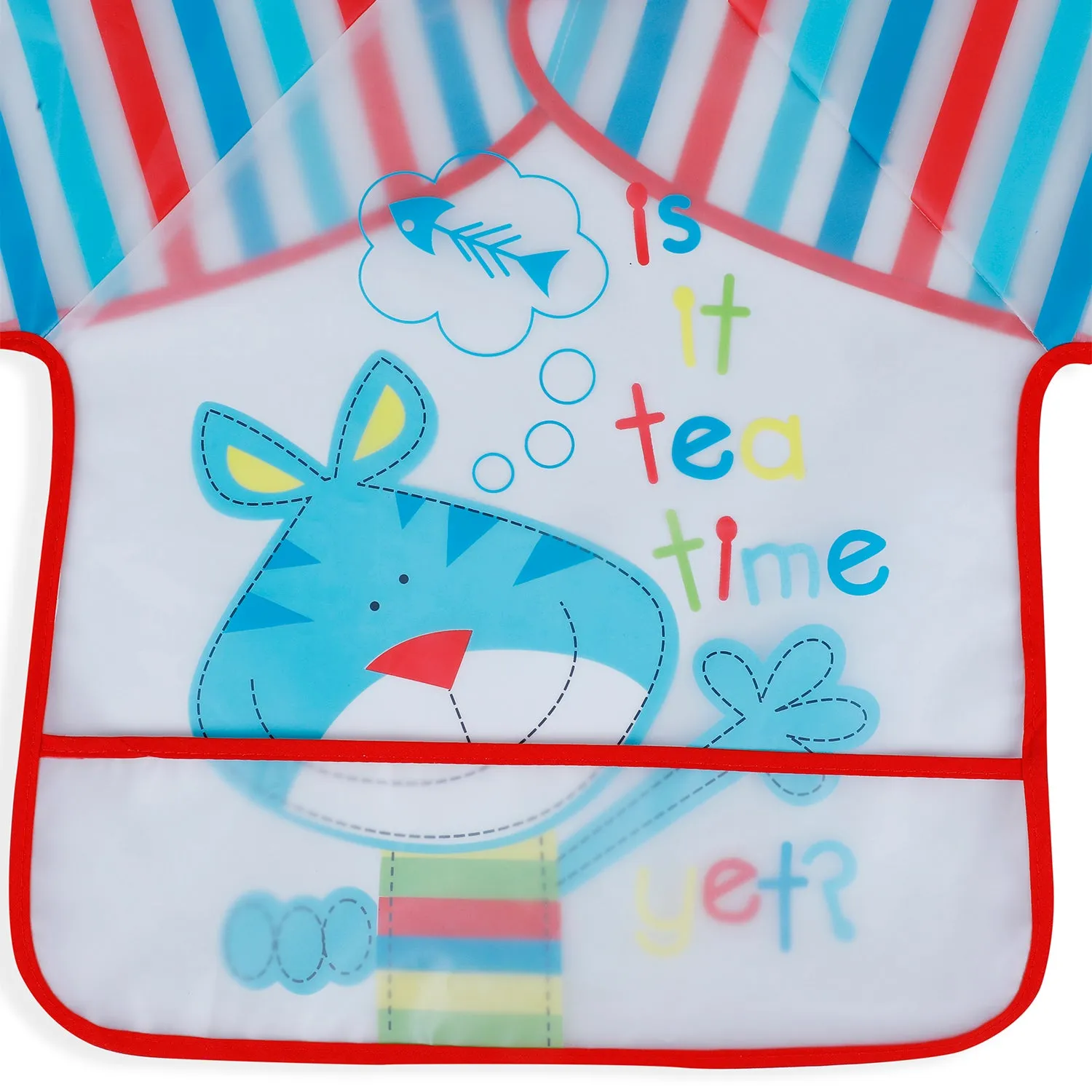 Baby Moo It's Meal Time Long Sleeves Waterproof Wear Me Bib - Blue