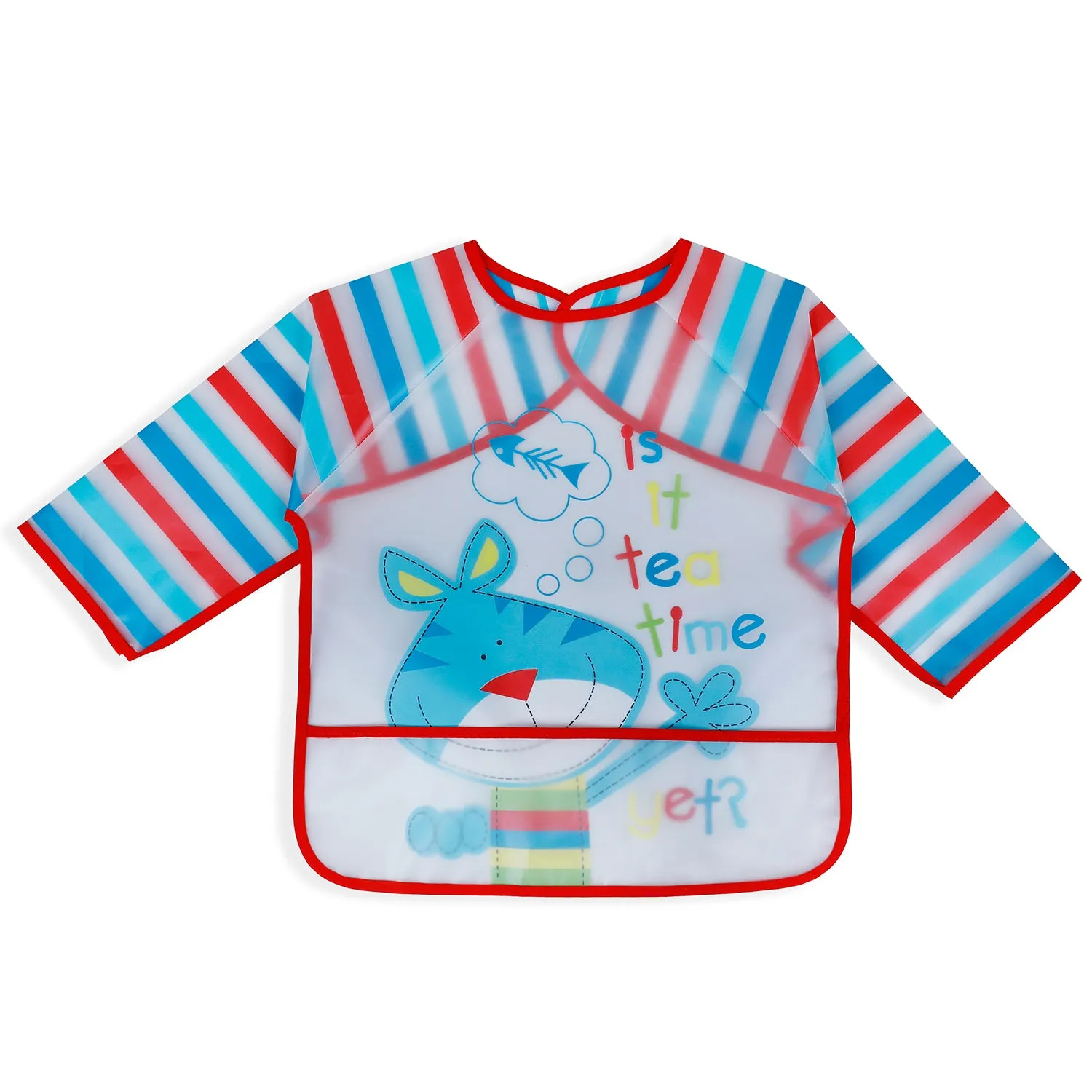 Baby Moo It's Meal Time Long Sleeves Waterproof Wear Me Bib - Blue