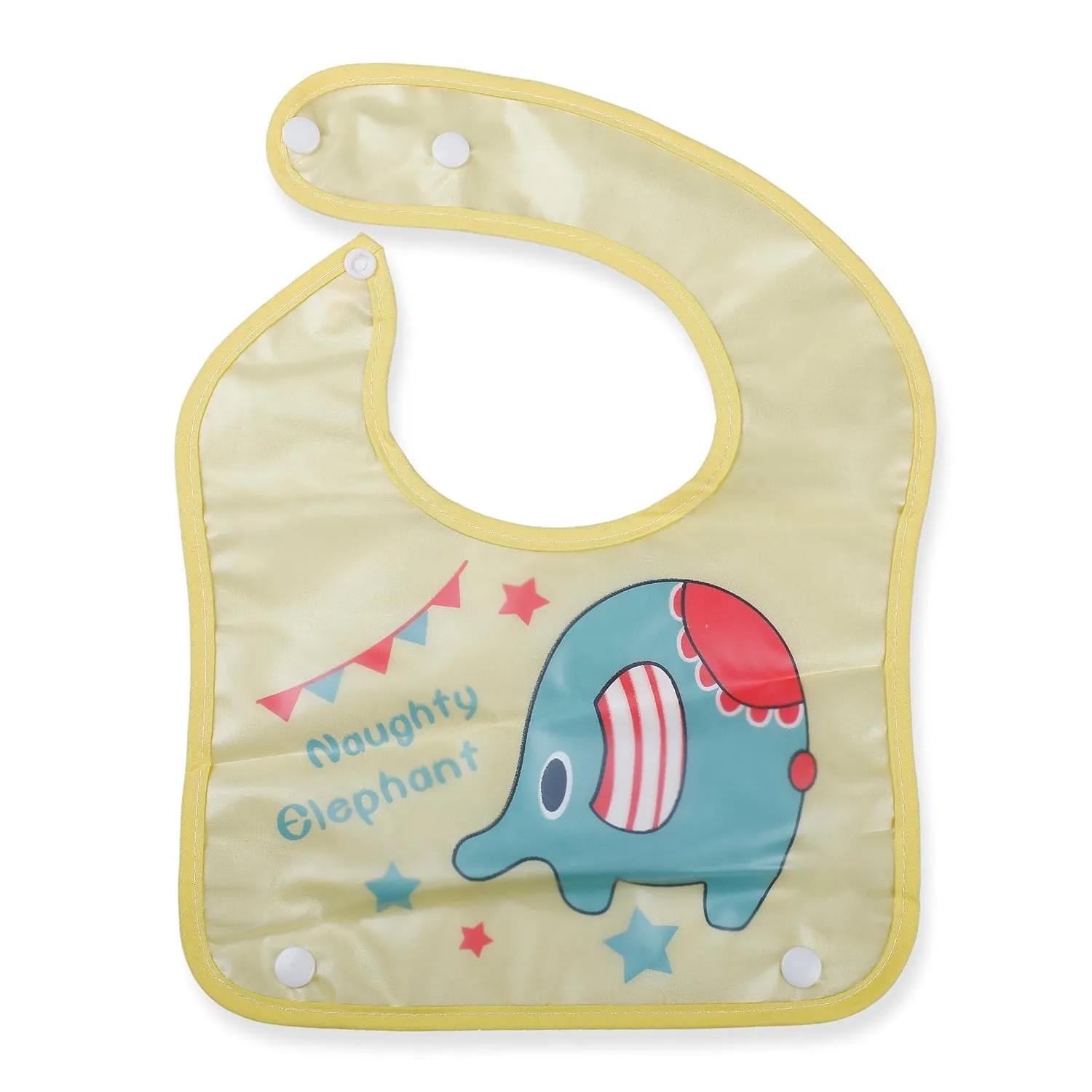 Baby Moo Naughty Elephant Premium Waterproof Crumb Catcher Bibs - Yellow