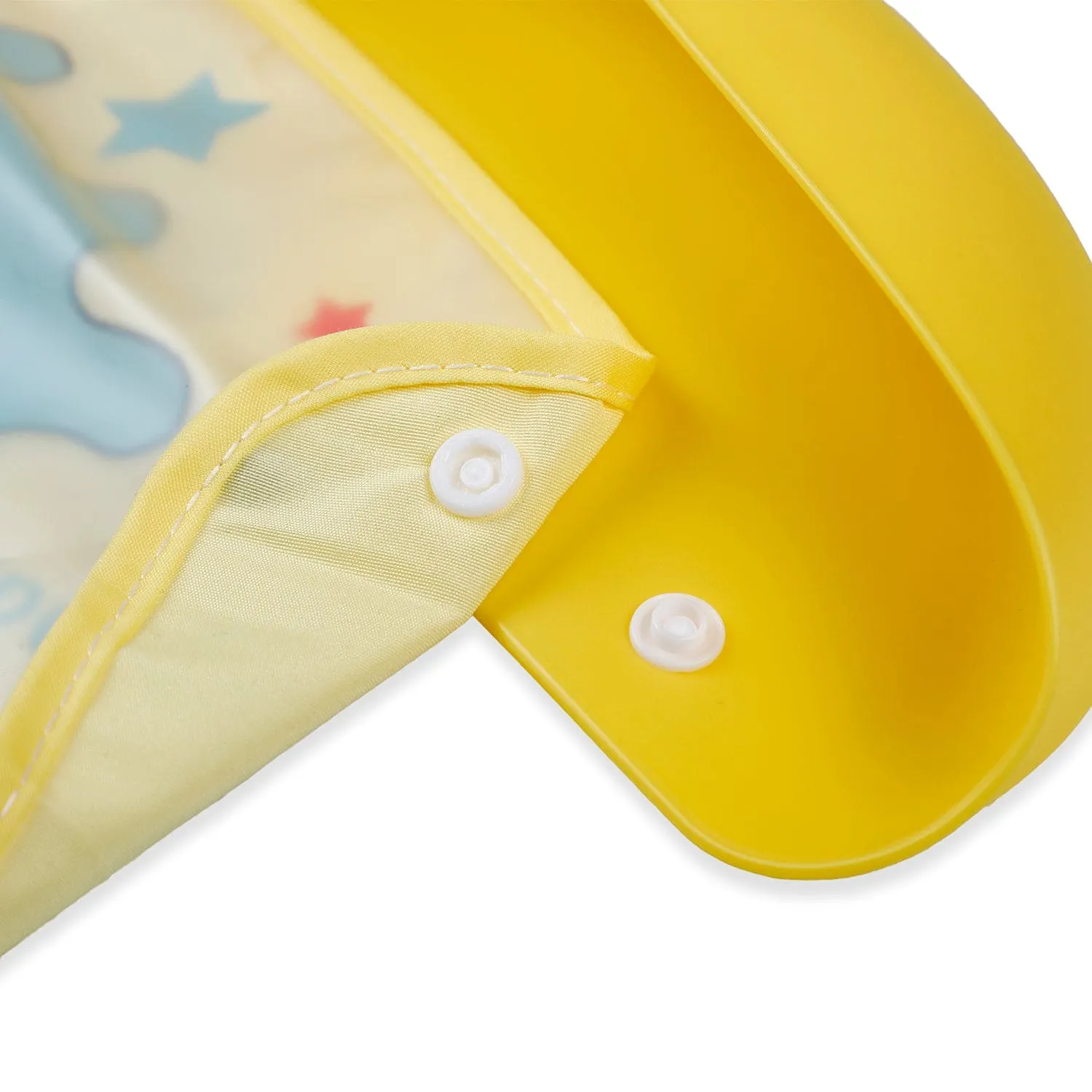 Baby Moo Naughty Elephant Premium Waterproof Crumb Catcher Bibs - Yellow