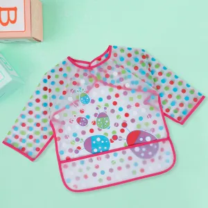 Baby Moo Polka Dots And Bugs Long Sleeves Waterproof Wear Me Bib - Pink