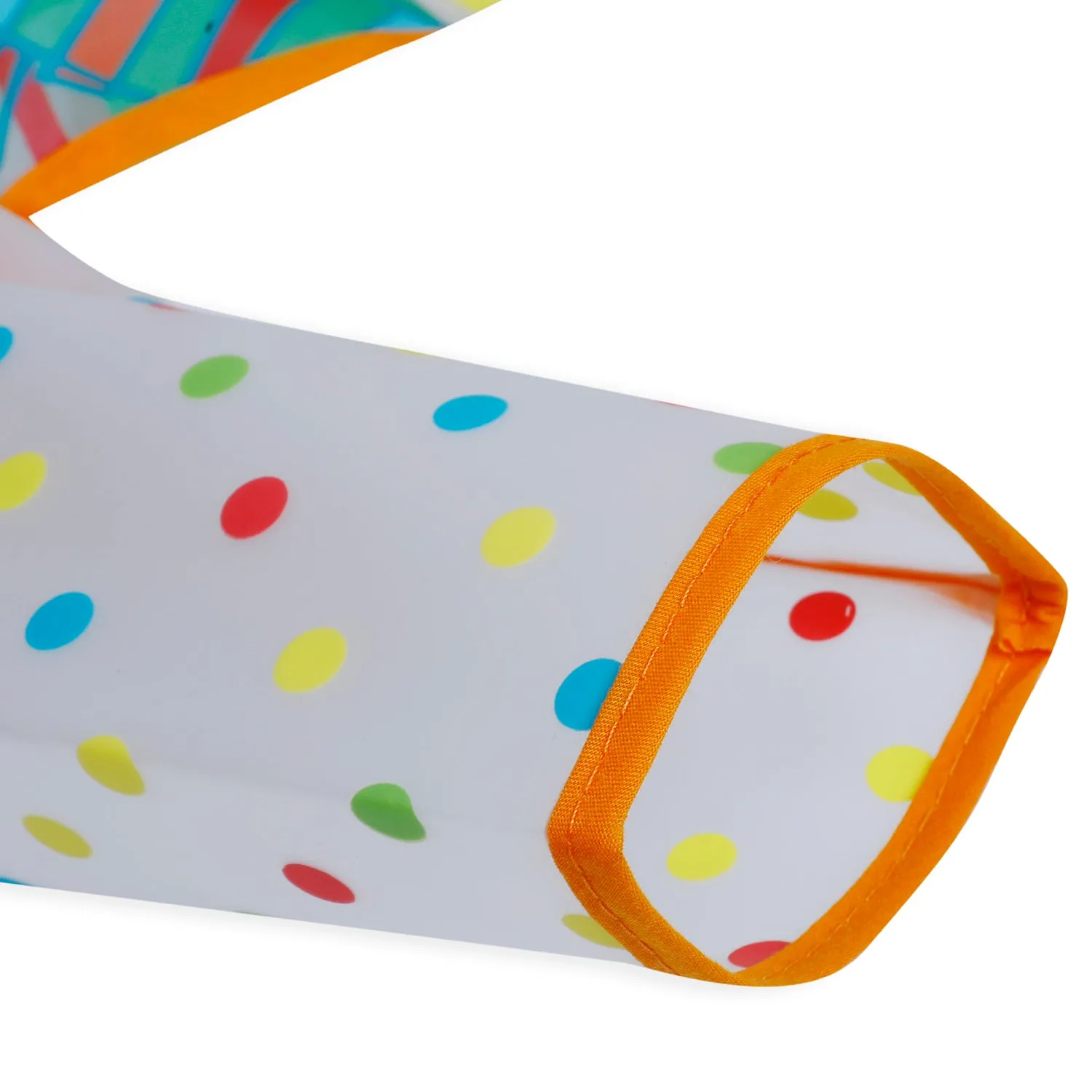 Baby Moo Polka Dots with Animals Long Sleeves Waterproof Wear Me Bib - Orange