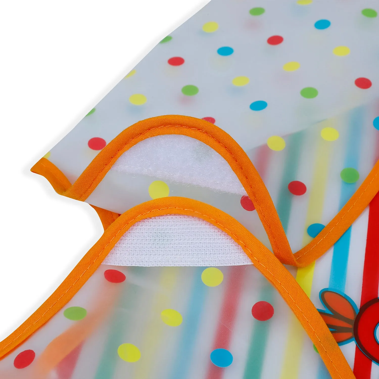 Baby Moo Polka Dots with Animals Long Sleeves Waterproof Wear Me Bib - Orange