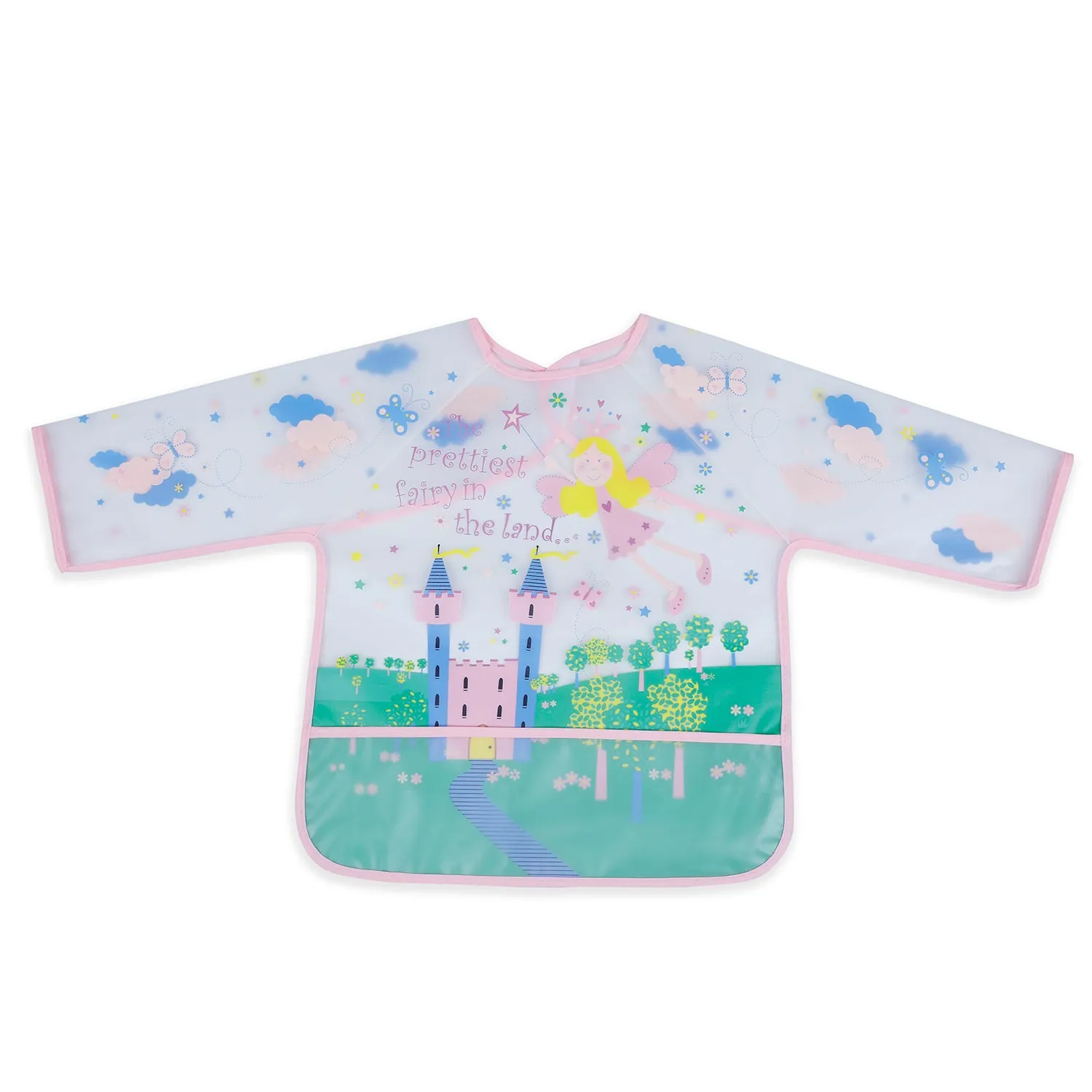 Baby Moo Prettiest Fairy Long Sleeves Waterproof Wear Me Bib - Pink