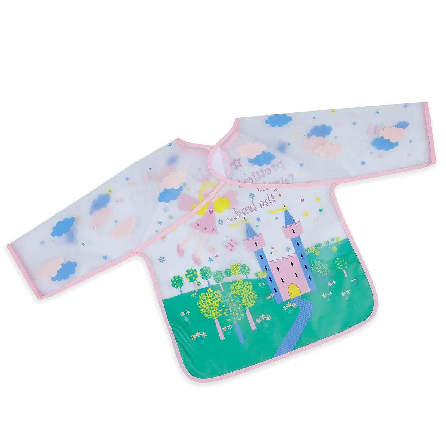 Baby Moo Prettiest Fairy Long Sleeves Waterproof Wear Me Bib - Pink