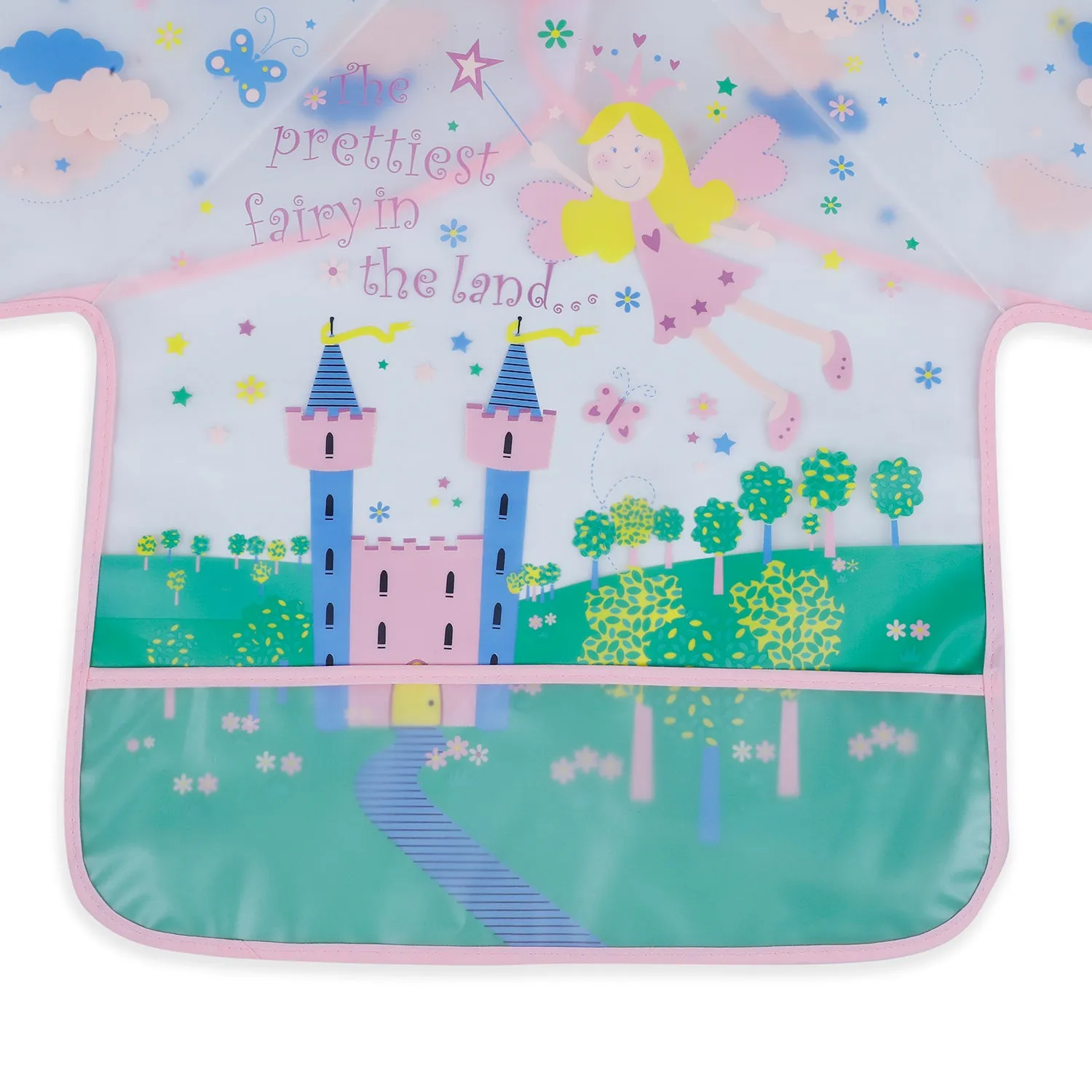 Baby Moo Prettiest Fairy Long Sleeves Waterproof Wear Me Bib - Pink