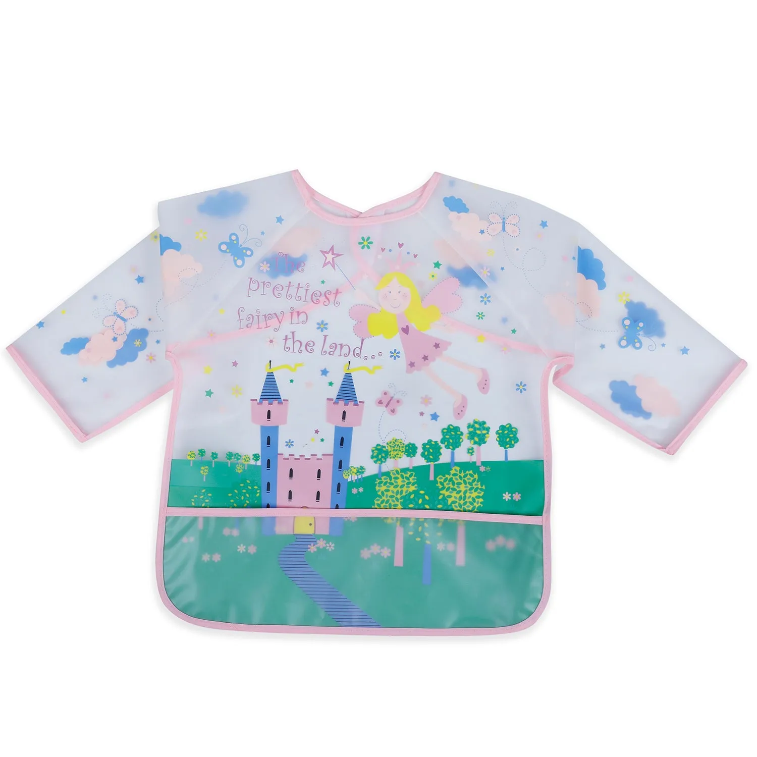 Baby Moo Prettiest Fairy Long Sleeves Waterproof Wear Me Bib - Pink