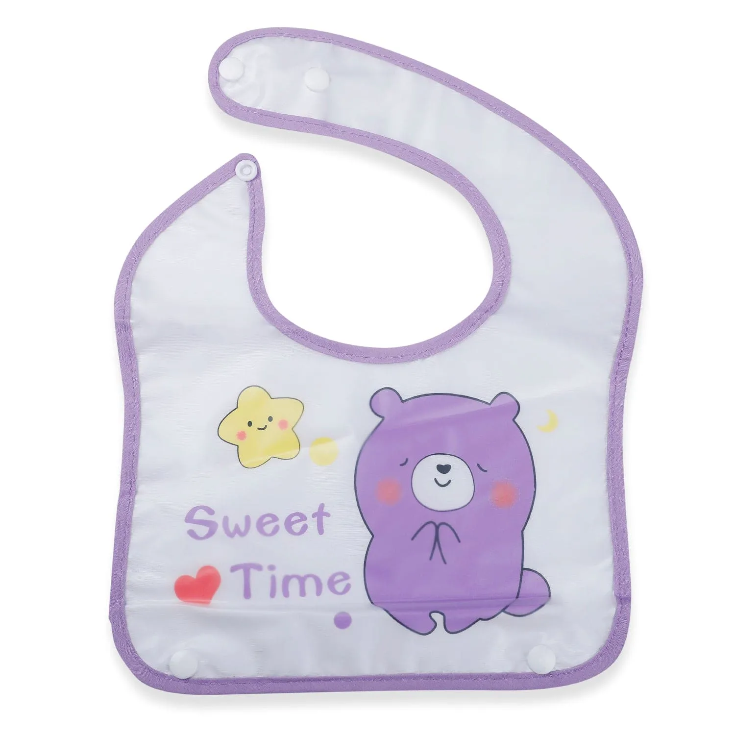Baby Moo Sweet Time Premium Waterproof Crumb Catcher Bibs - Purple