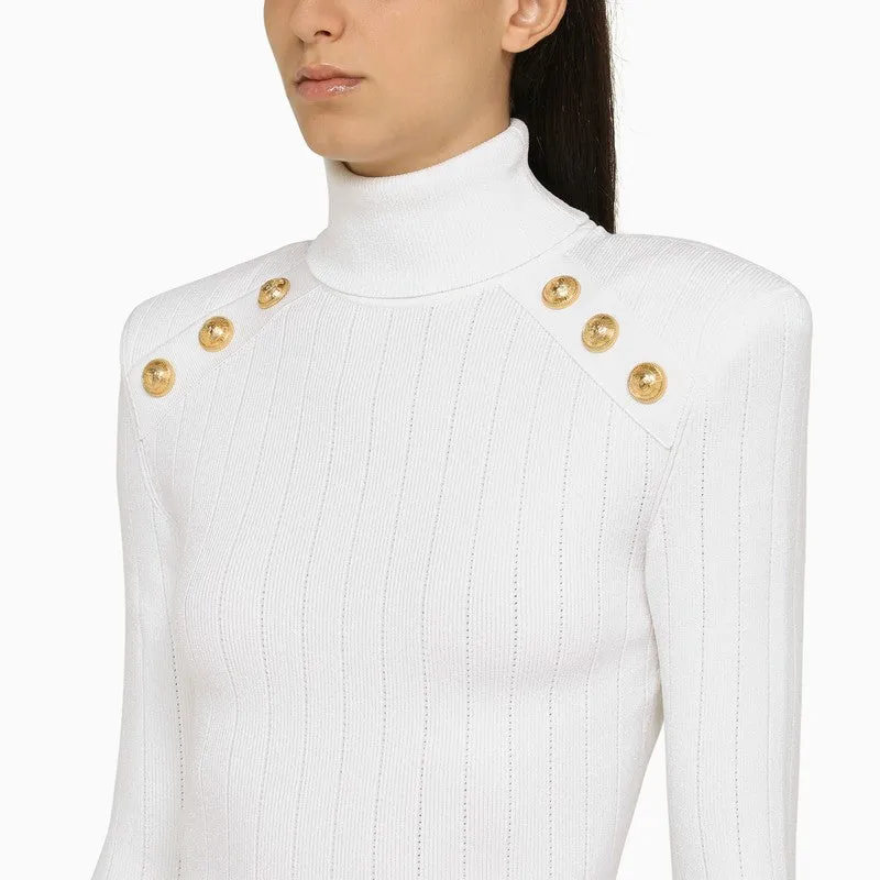 Balmain  White Ribbed Turtleneck
