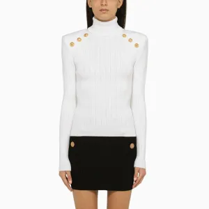 Balmain  White Ribbed Turtleneck