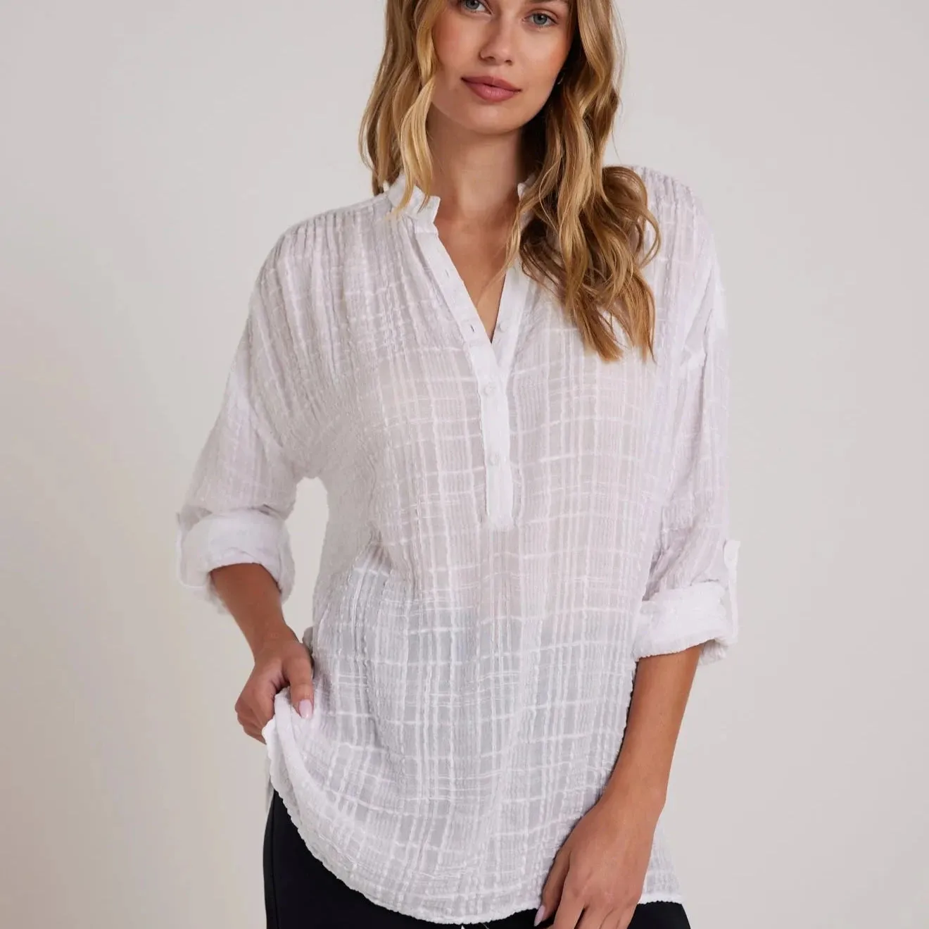 Bella Dahl Long Sleeve Shirred Pullover Shirt