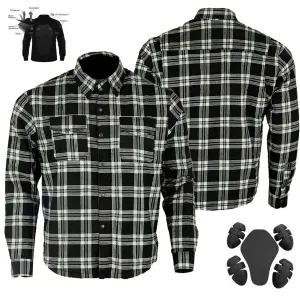 Bikers Gear Australia City Flannel Lined with Kevlar Lumberjack Motorcycle Shirt Black