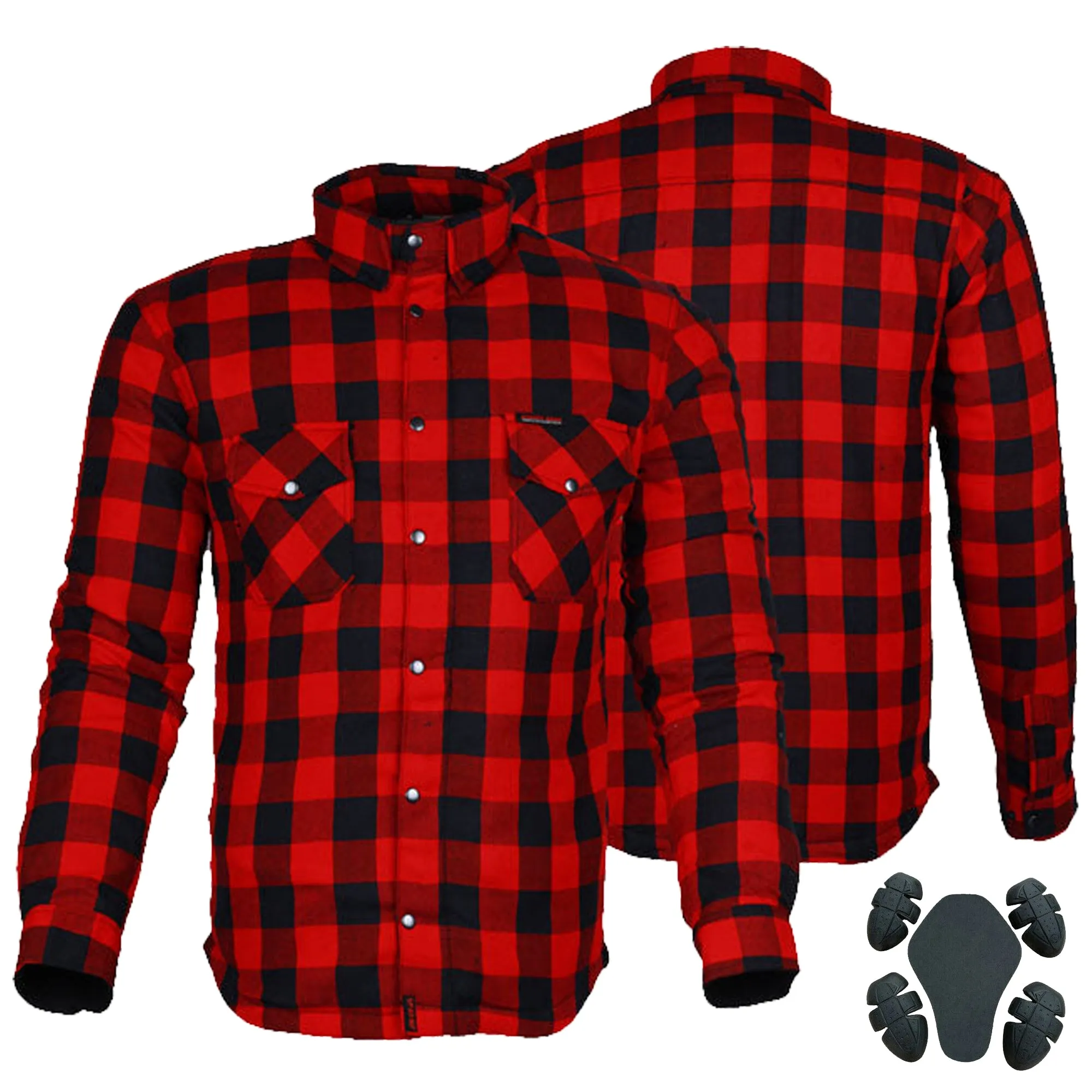 Bikers Gear Australia Exo Protective Lined with Kevlar Motorcycle Shirts Red / Black