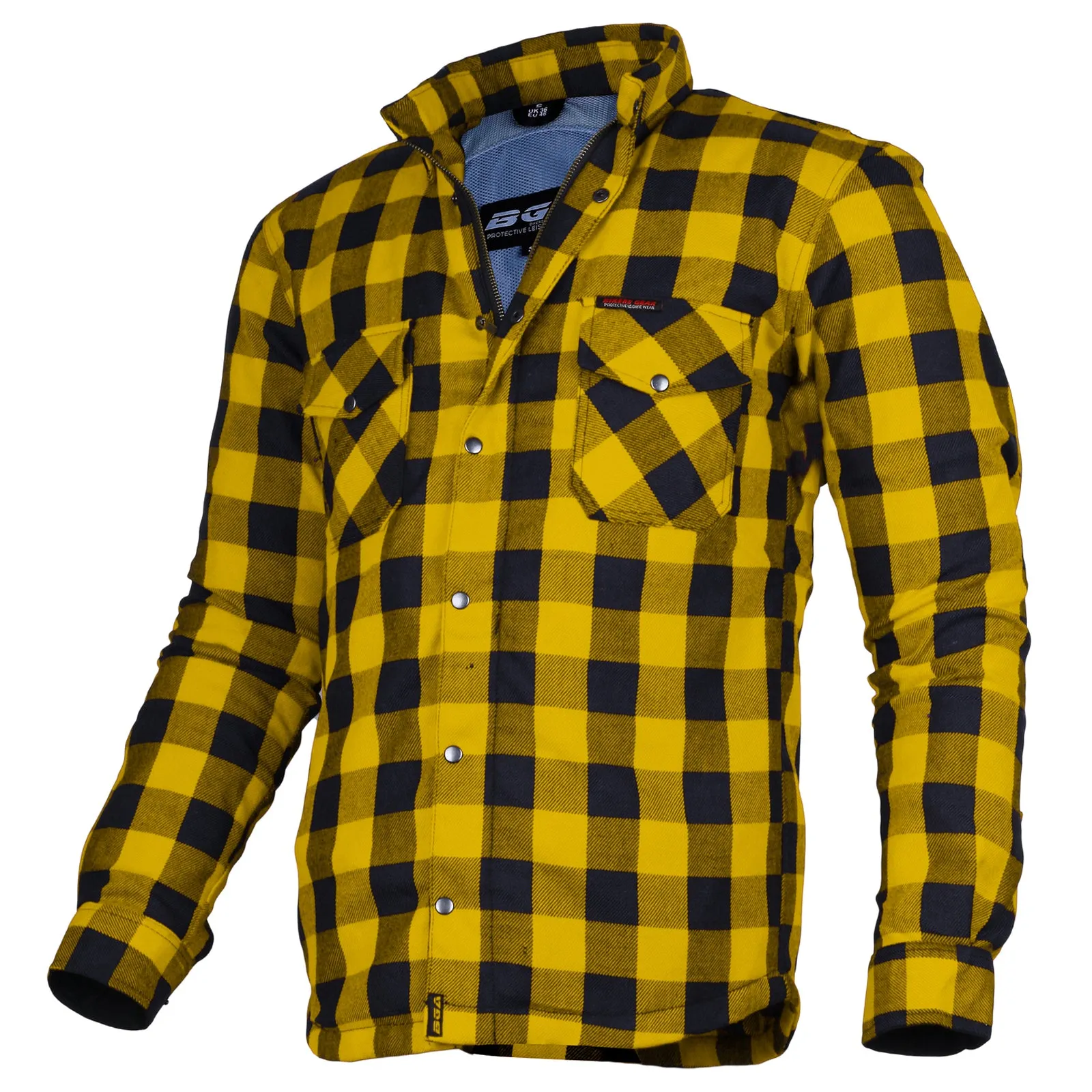 Bikers Gear Australia Exo Protective Lined with Kevlar Motorcycle Shirts Yellow