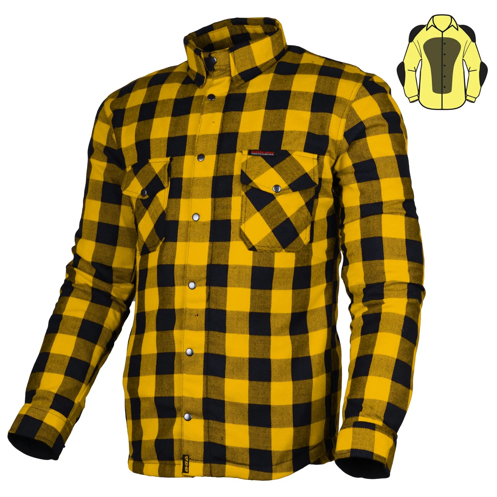 Bikers Gear Australia Exo Protective Lined with Kevlar Motorcycle Shirts Yellow