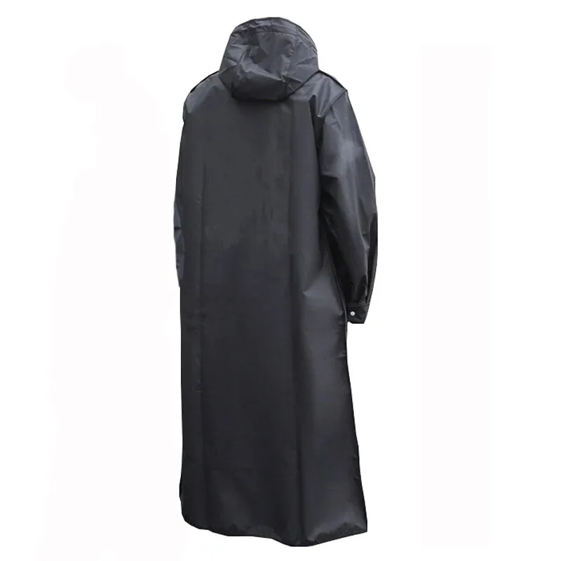 Black Fashion Adult Waterproof Long Raincoat Women Men Rain Coat Hooded For Outdoor Hiking Travel Fishing Climbing Thickened
