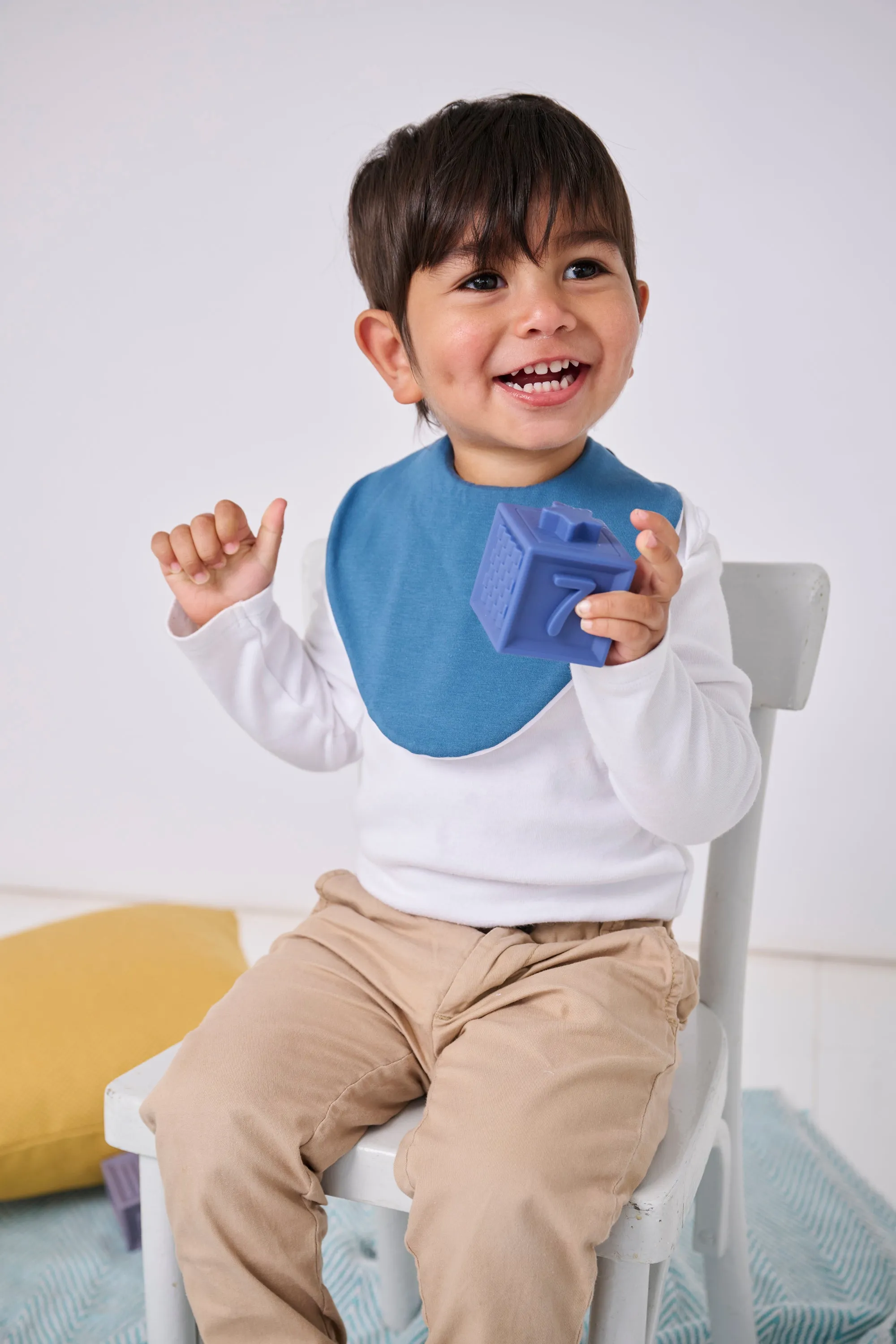 Blue Bundle of 3 Waterproof Dribble Bibs