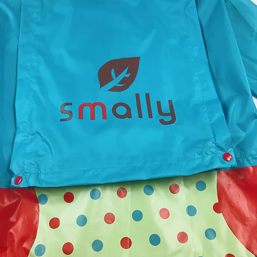 Blue Polka dots Owl Knee Length Raincoat for Kids