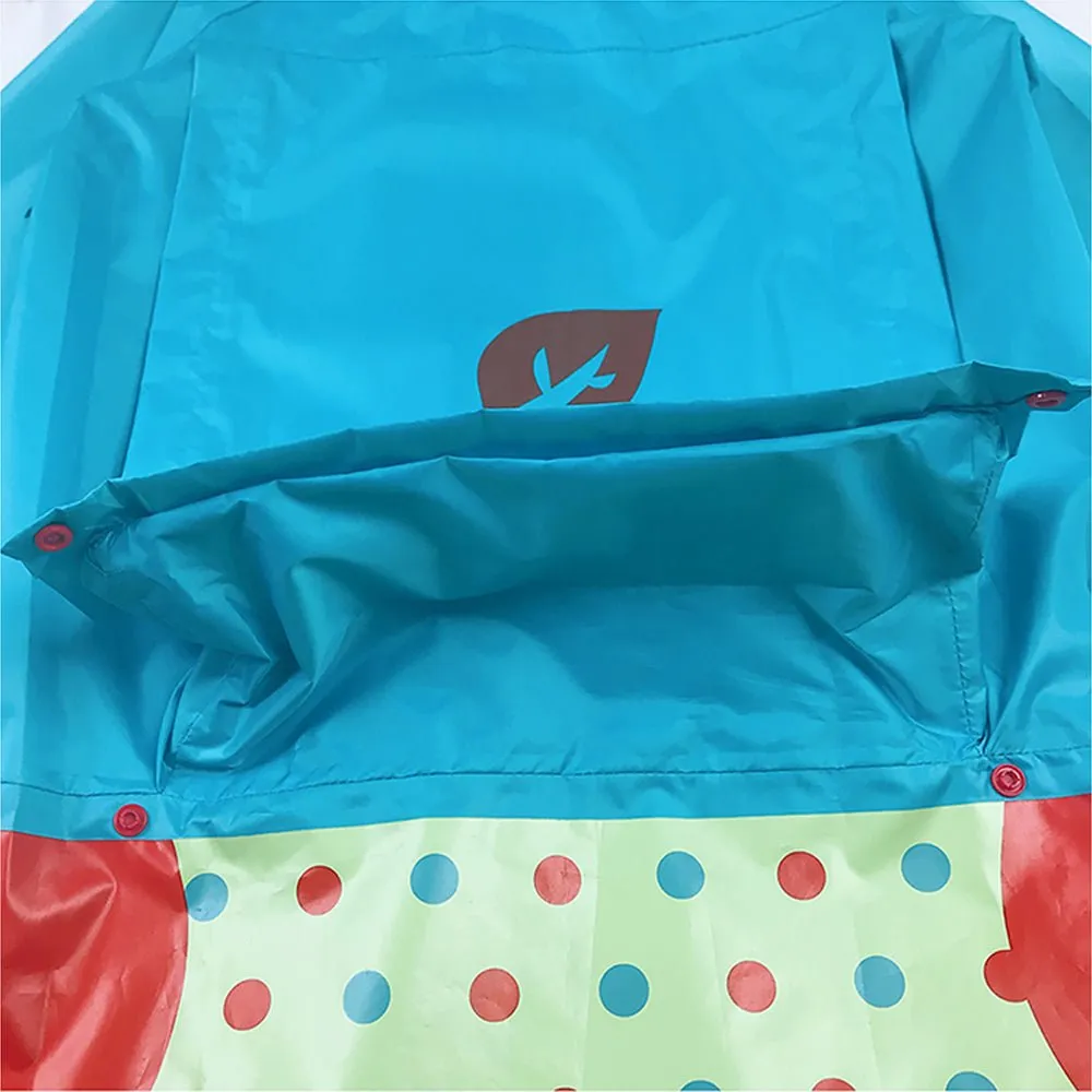 Blue Polka dots Owl Knee Length Raincoat for Kids