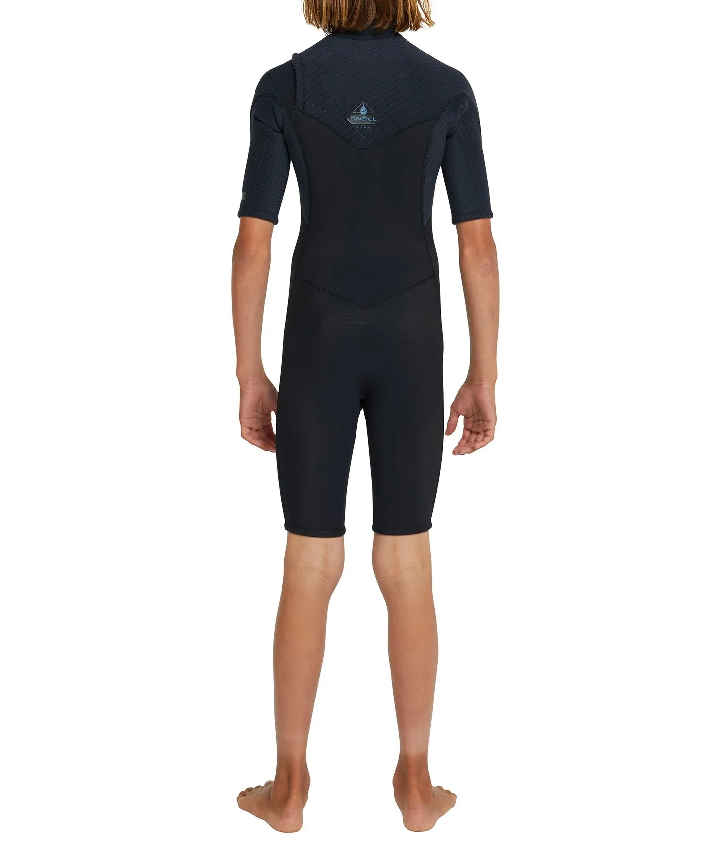 Boy's HyperFreak 2mm Short Sleeve Springsuit Chest Zip Wetsuit - Black