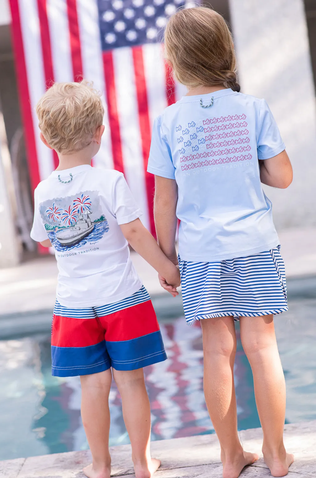 Boys Pro Performance Fishing Tee with America Flag Art