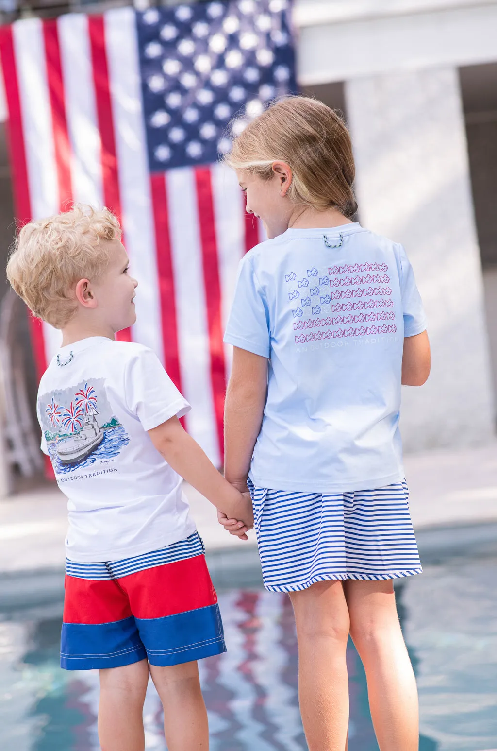 Boys Pro Performance Fishing Tee with America Flag Art