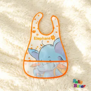 Bright Orange Elephant Waterproof Baby Bib – Parachute Material