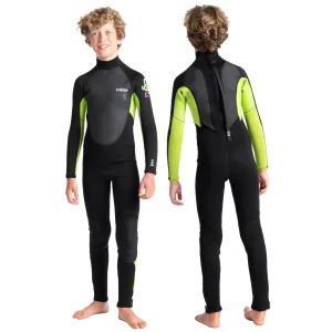 C-Skins Element Unisex Toddlers & Juniors 3:2mm Steamer Wetsuit - Black/Lime/Multi