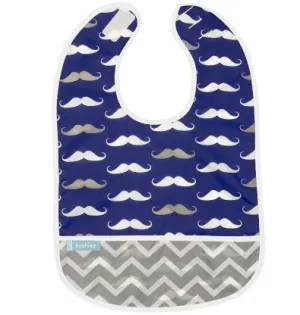 CleanBib - Navy Moustache - 12m 