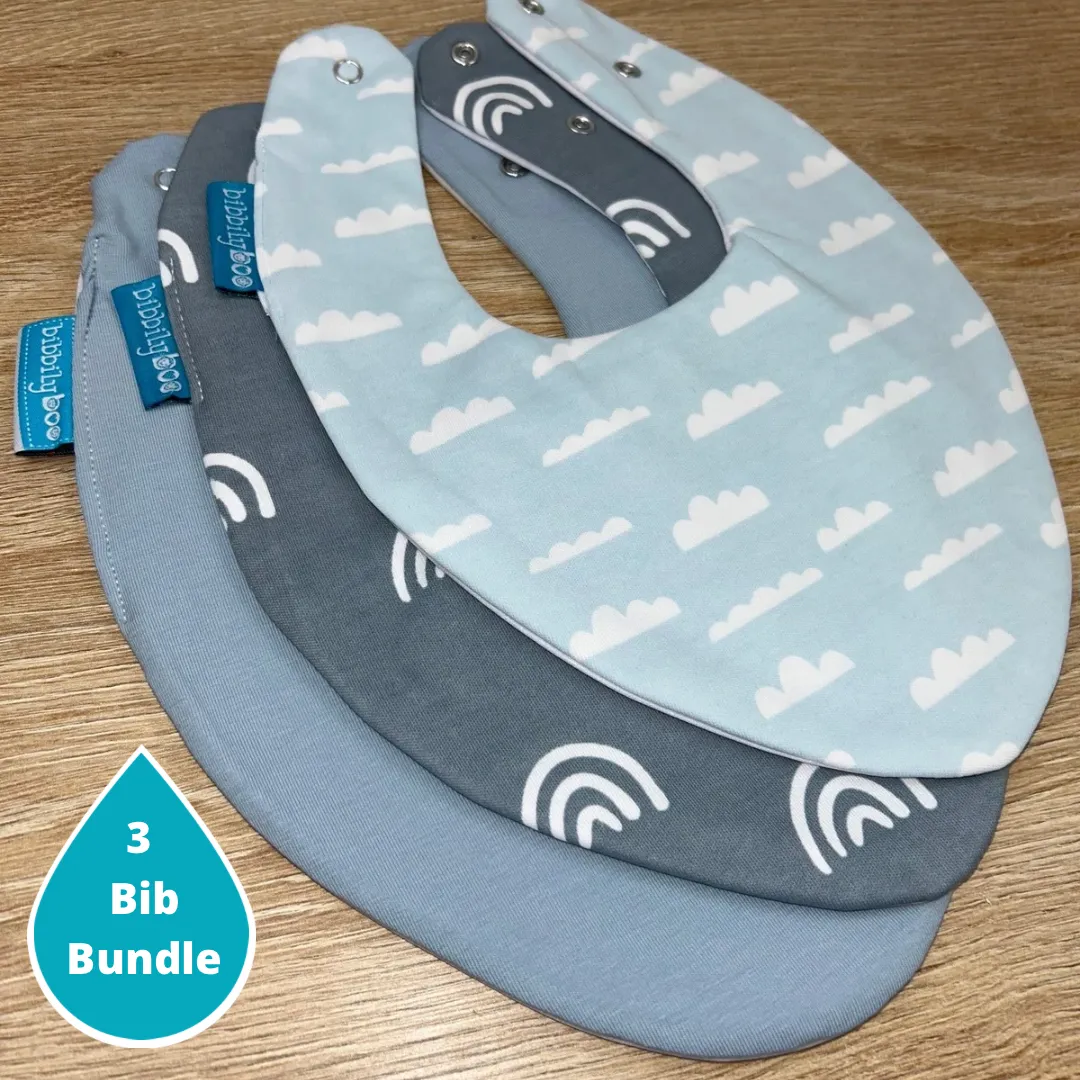 Clouds Bundle of 3 Waterproof Dribble Bibs