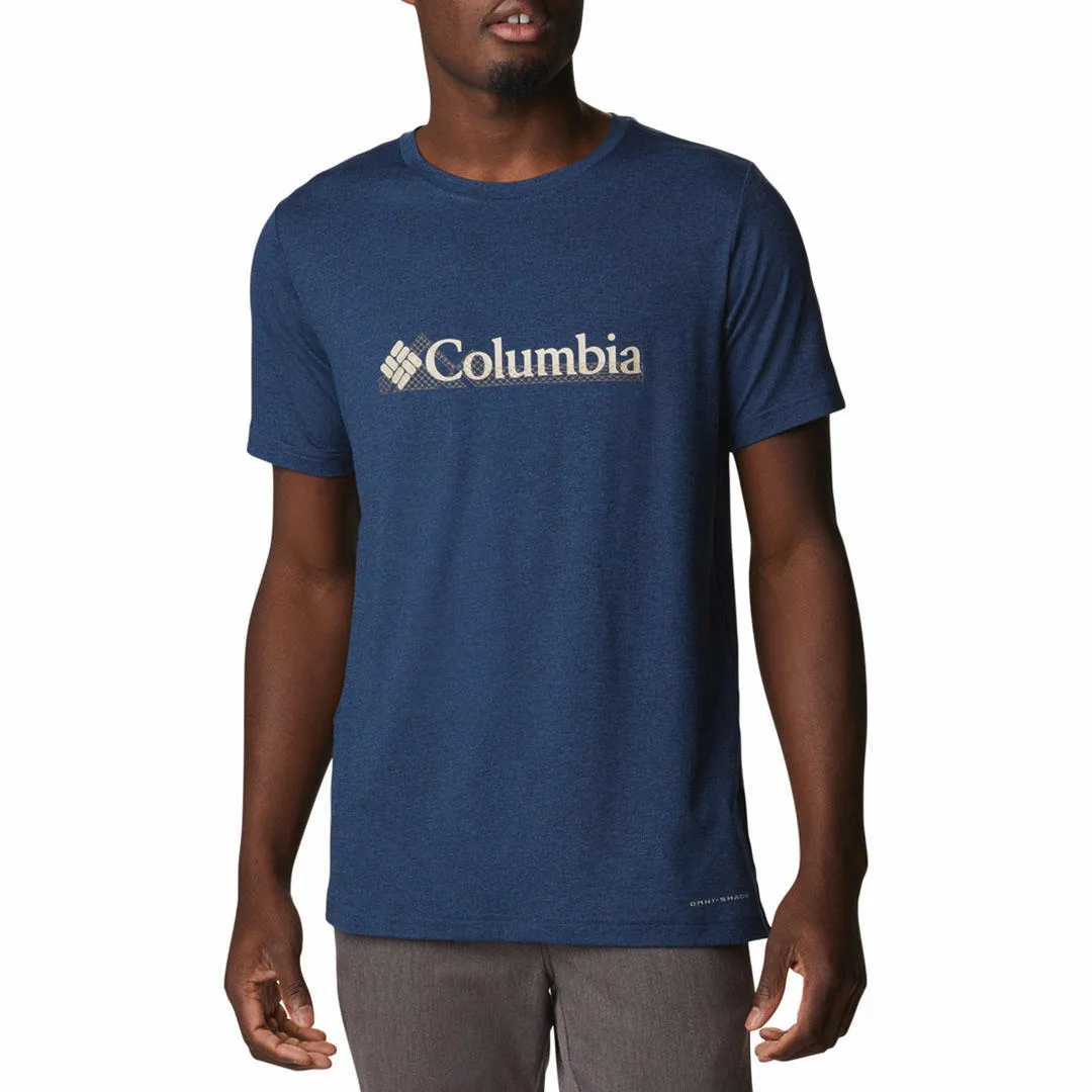 Columbia Men Navy Blue Tech Trail Graphic T-Shirt