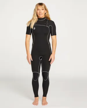 Combinaison de Surf 2 mm à Manches Courtes Zippée Poitrine - BLACK