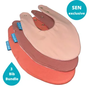 Coral Bundle of 3 SEN Waterproof Dribble Bibs