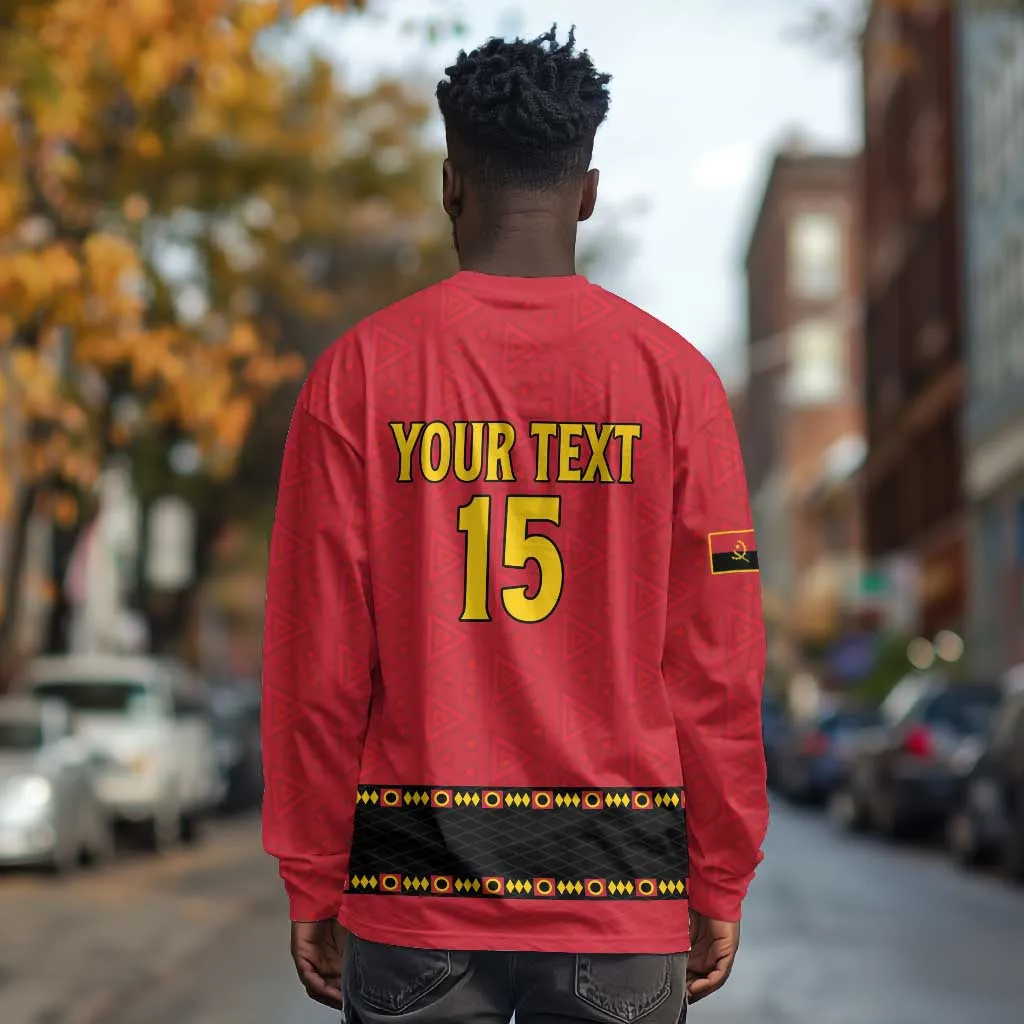 Custom Angola Football Long Sleeve Shirt Viva Palancas Negras LT15