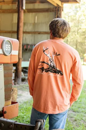 Deer Skull and Tree - Long Sleeve - Terracotta