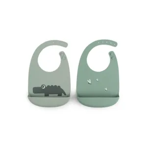 Done by Deer Silicone Bib 2-pack - Green - Croco