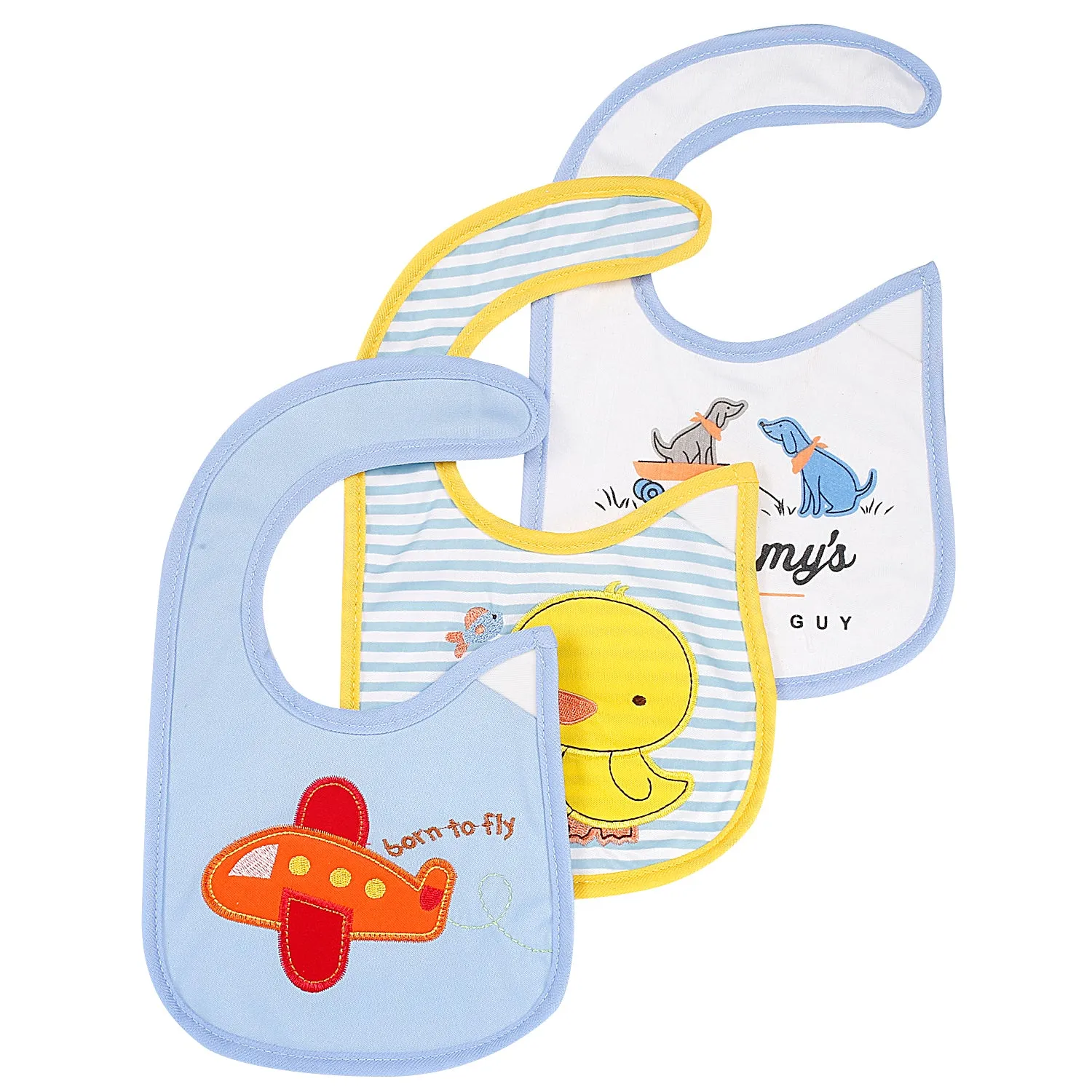 Duck And Plane Multicolour 3 Pk Bibs
