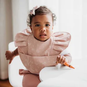 Dusty Rose Flower Frill Snuggle Bib